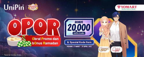 Obral Promo dan Bonus Ramadhan! Beli Voucher Game UniPin di Yomart, Dapatkan Bonus 20.000 UniPin Credit & Spesial Kode Item!